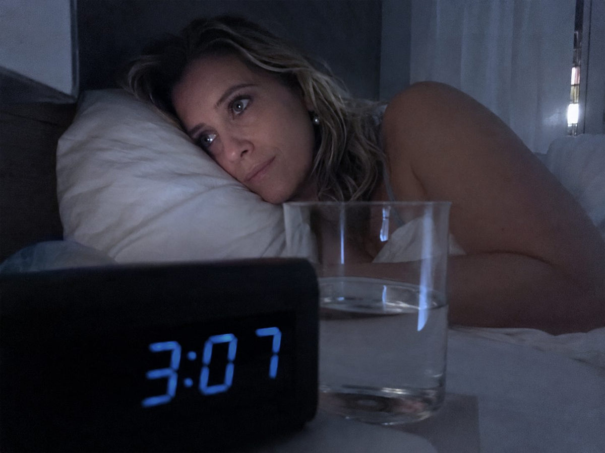 A bedside clock reading 3:07 A.M. during a middle-of-the-night wake-up