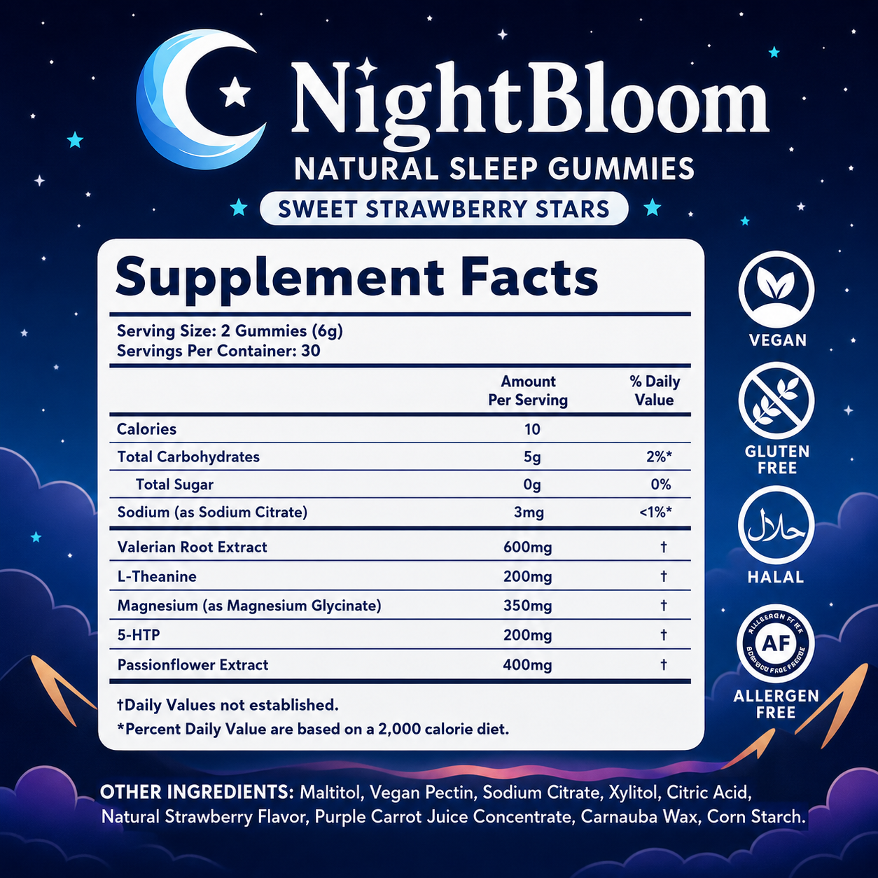 NightBloom supplement facts and ingredients